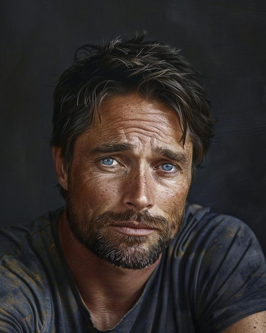 What Are Martin Henderson's Sources of Income? Martin Henderson smiling with graphics showcasing his net worth sources.