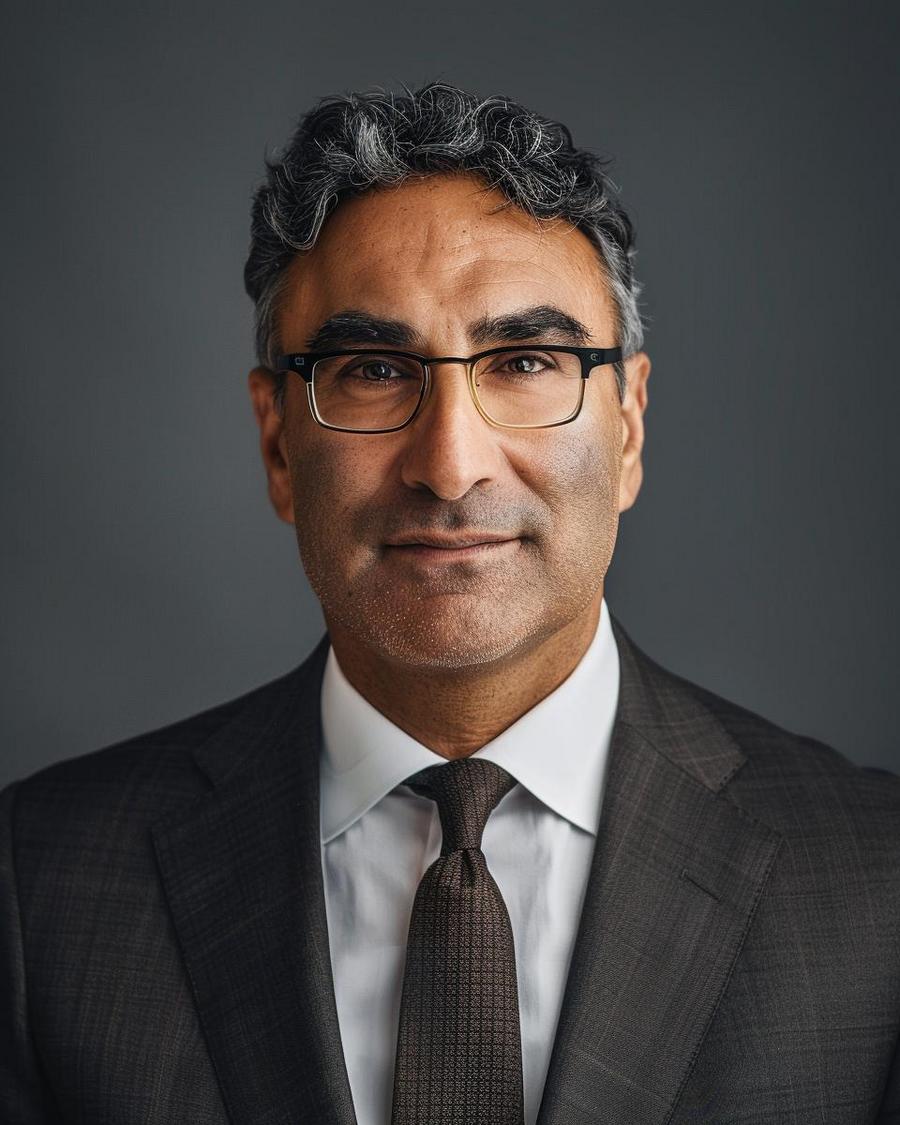 Neal Katyal sitting at a desk, discussing major contributors to his net worth.