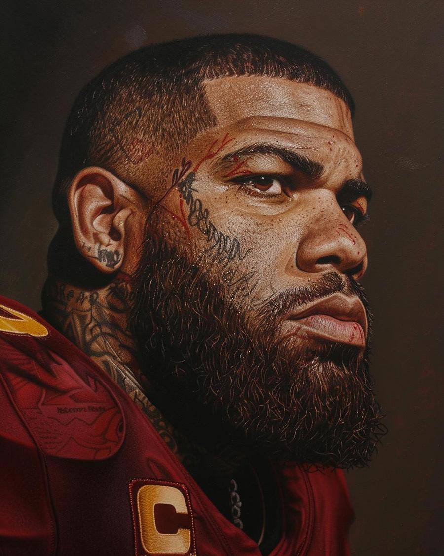 What Endorsement Deals Has Trent Williams Secured? Trent Williams standing with products from endorsement deals, boosting his net worth significantly.