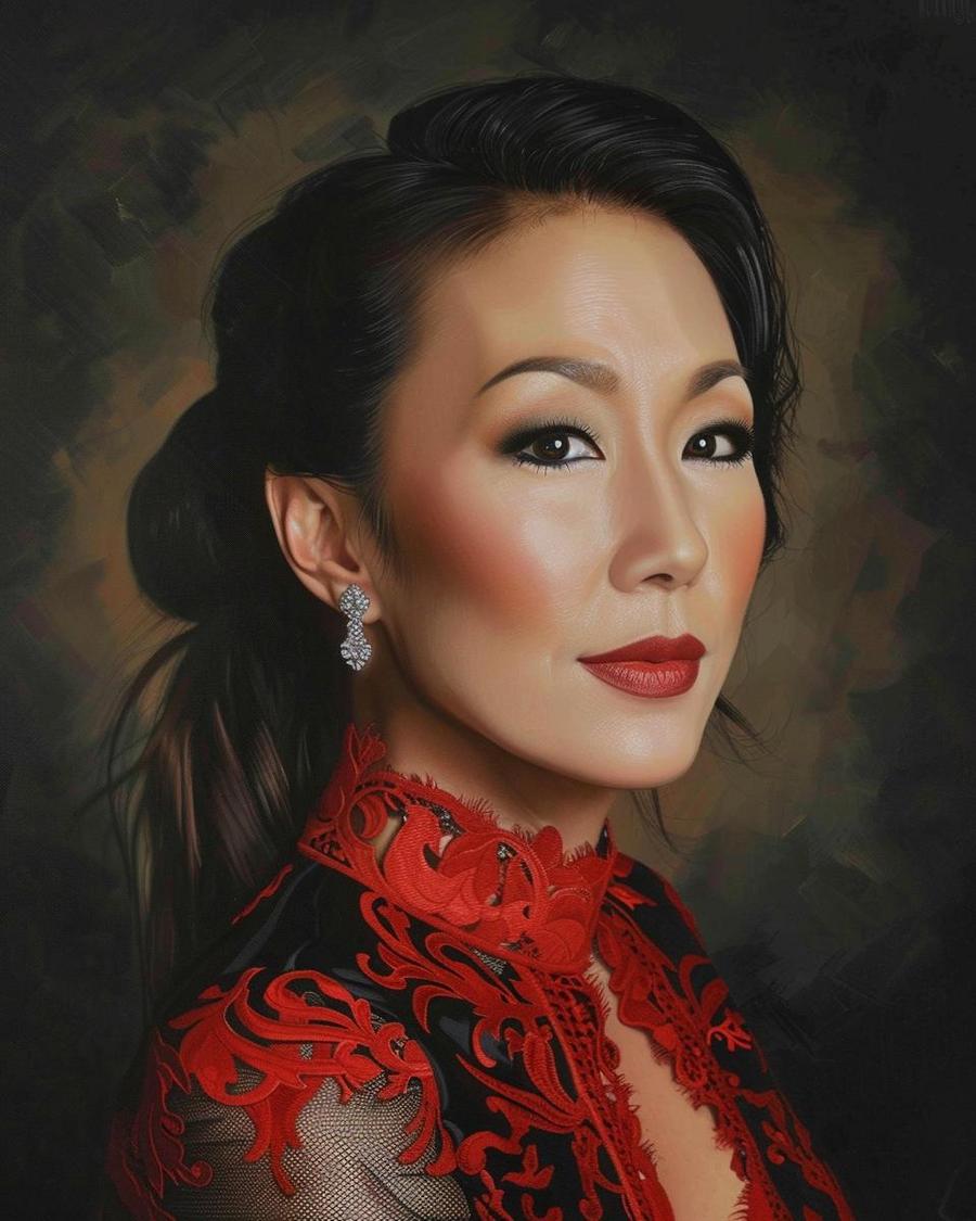 What Were the Key Milestones in Coco Lee's Career? Coco Lee standing next to career milestones chart displaying her net worth evolution.