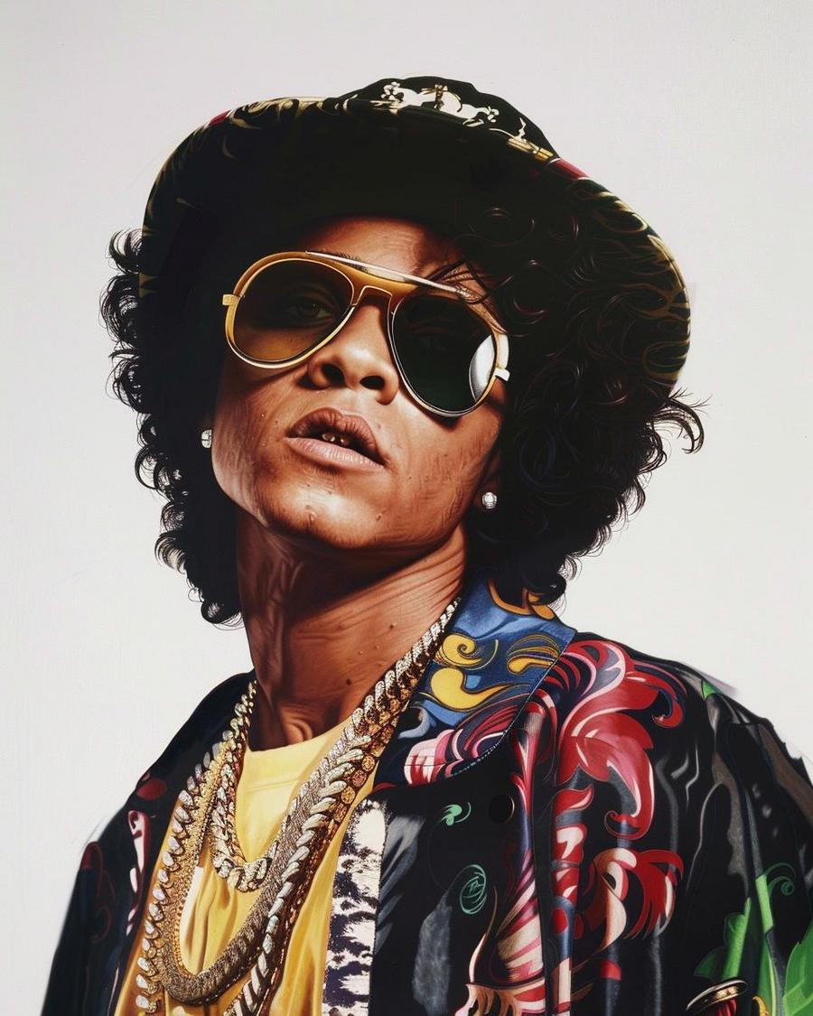 Bruno Mars posing with awards, visual representation of his impressive net worth.