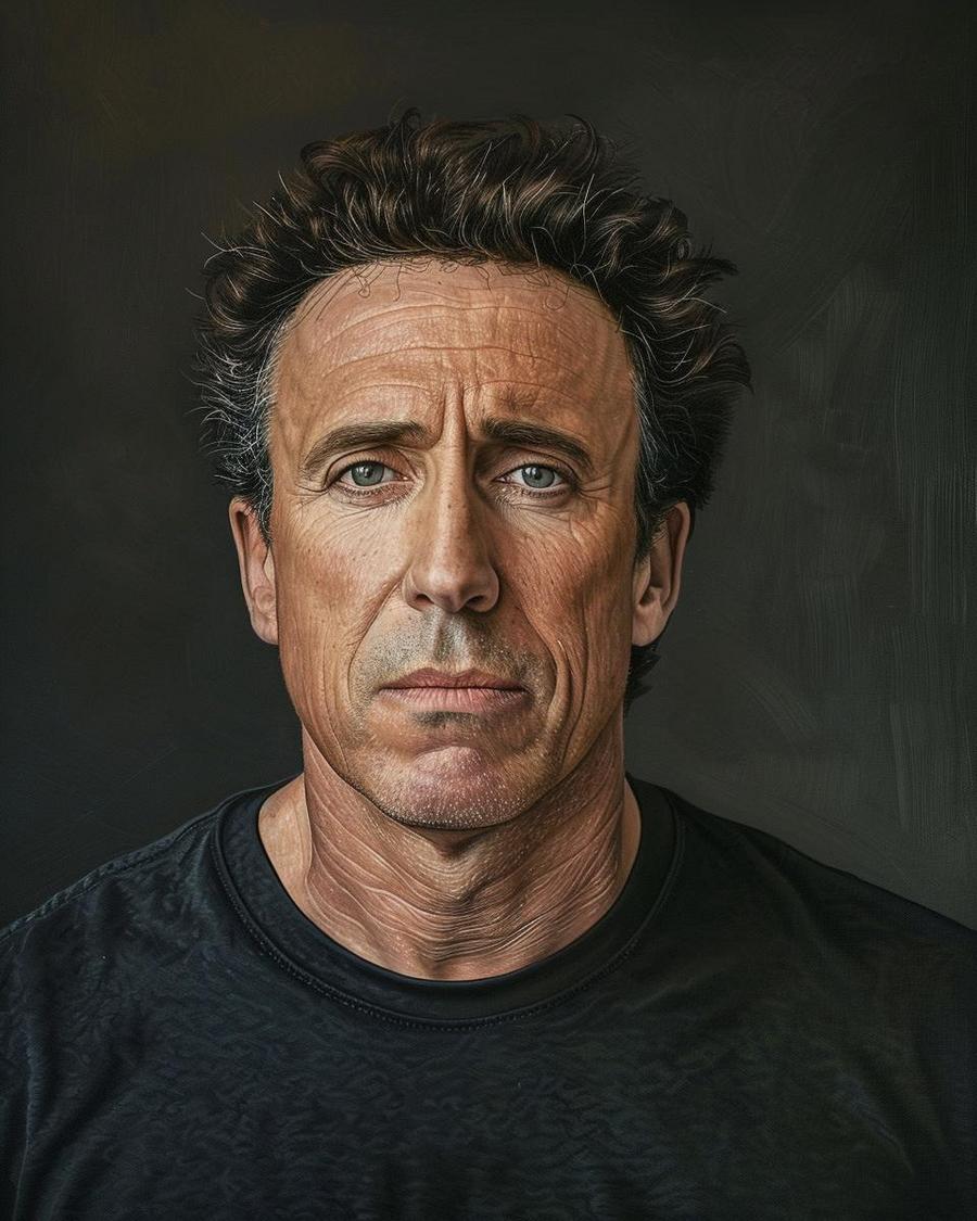 Chris Cuomo's early days section, hinting at his journey to a significant networth.