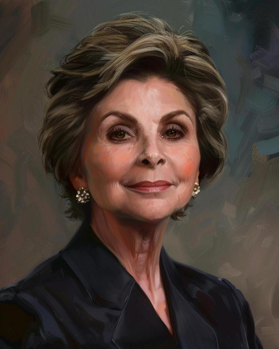 Gloria Allred posing next to a graph illustrating her net worth over time.