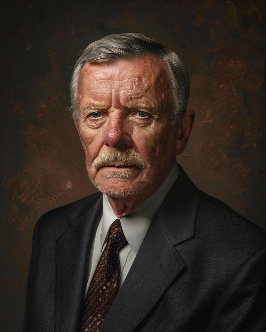 Gordon McKernan smiling with a graph showing the increase in his net worth.