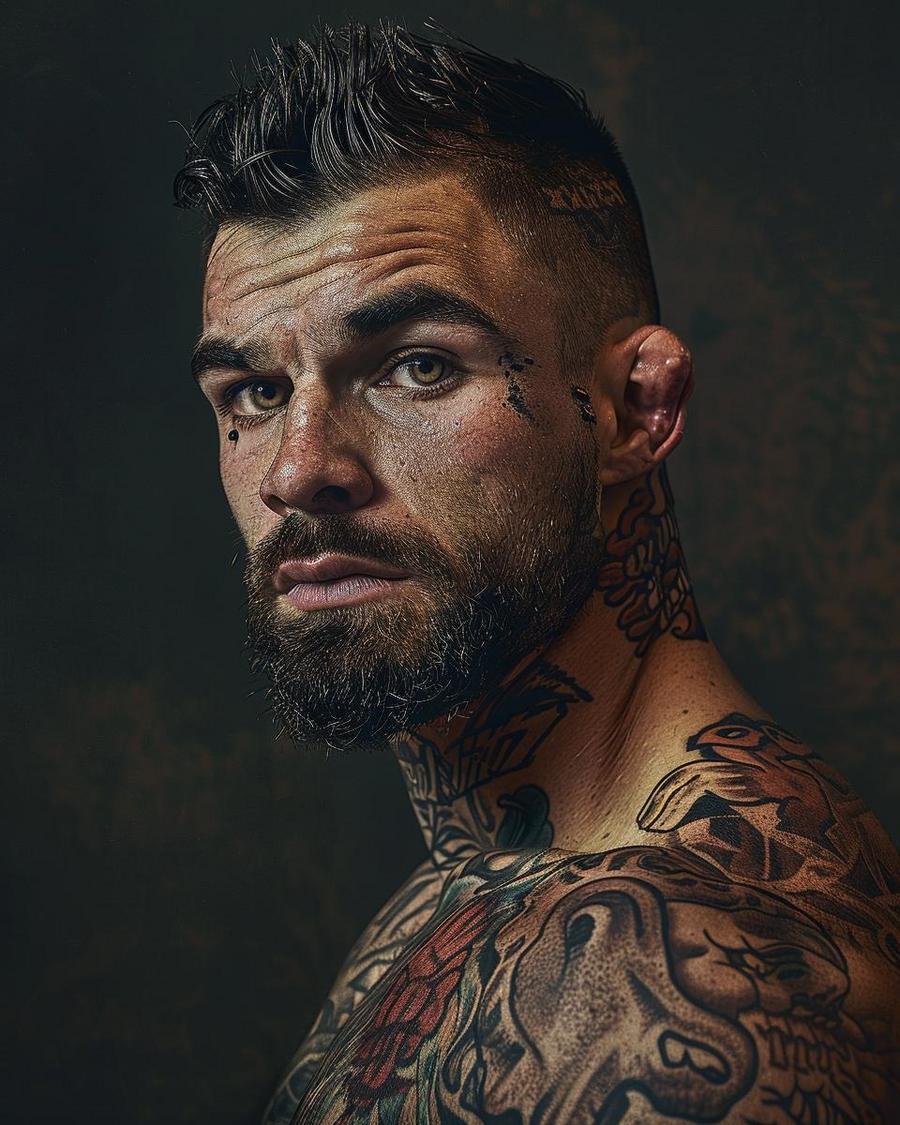Mike Perry posing in front of his assets highlighting his current net worth.