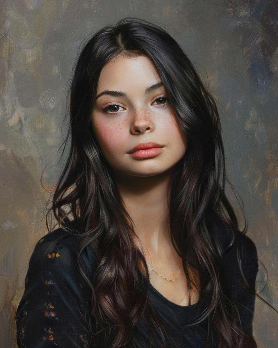 Miranda Cosgrove standing with assets visualization illustrating her net worth and salary achievements.