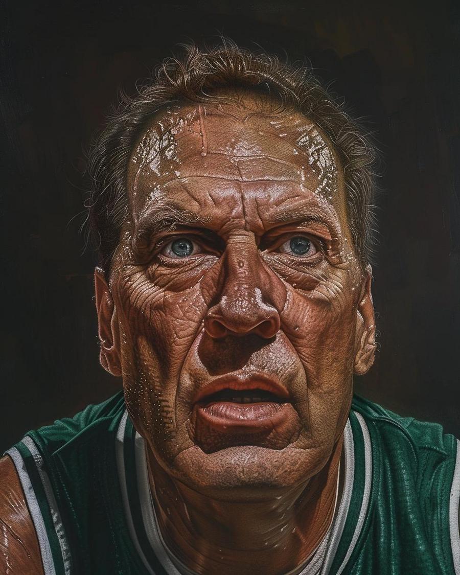 Tom Izzo smiling with a basketball, visual representation of his current net worth.