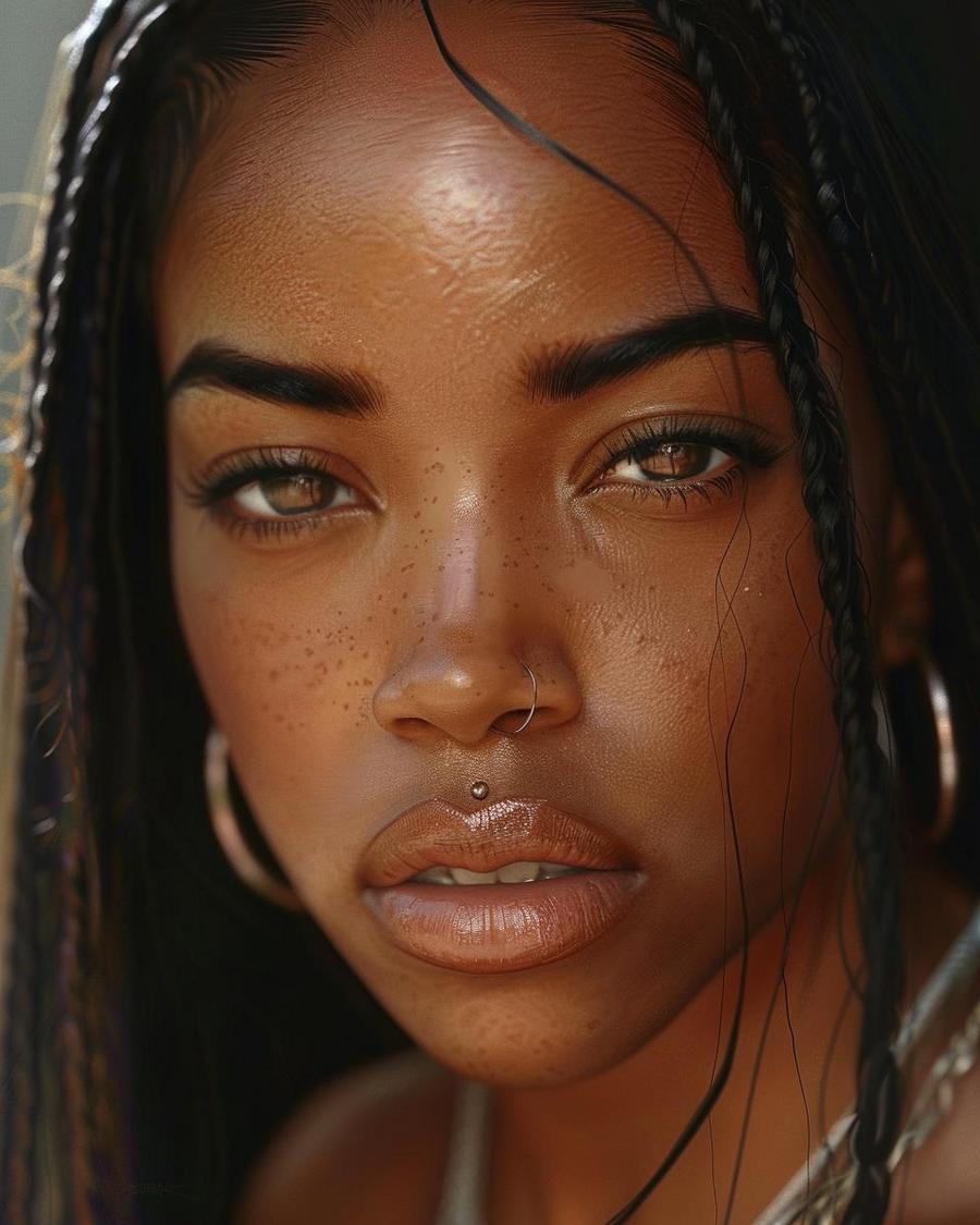 Aaliyah sitting with financial documents, showcasing her net worth at time of death.