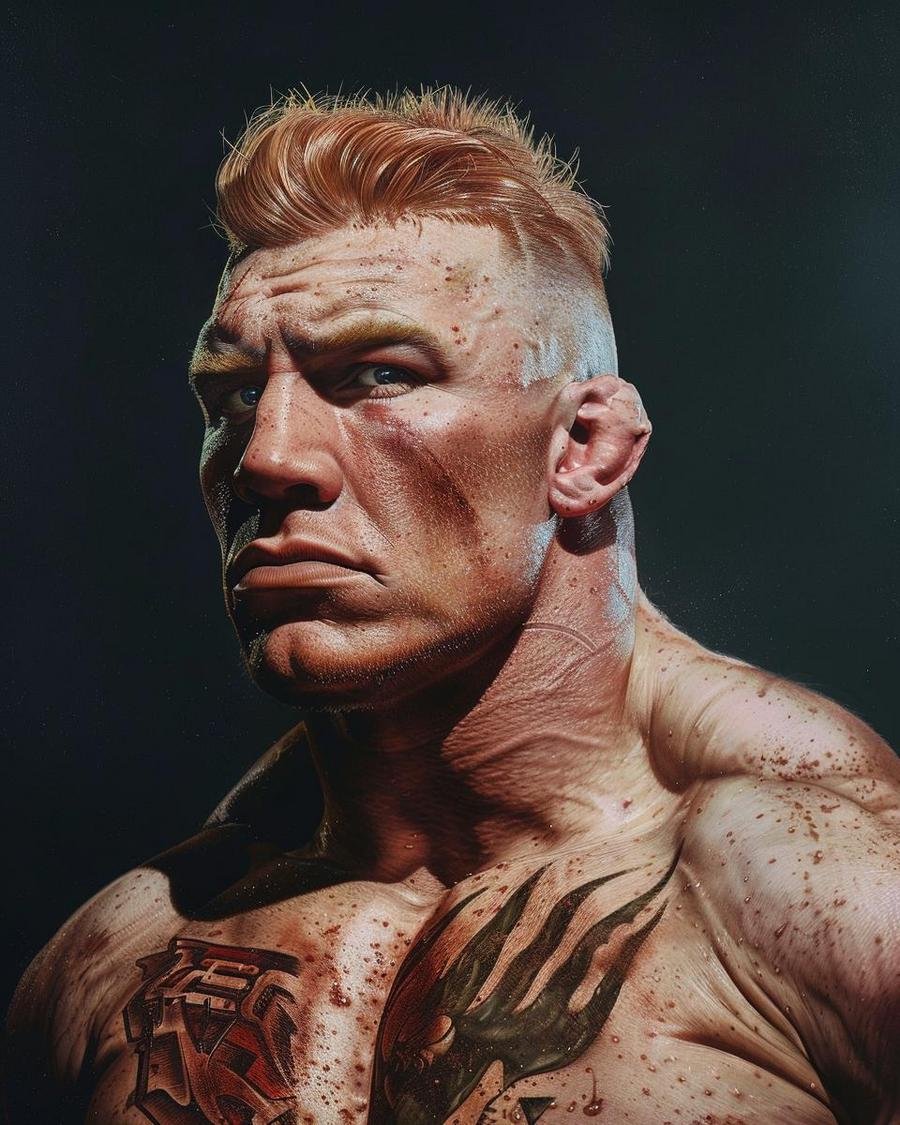 Brock Lesnar net worth and career highlights picture, famous WWE and UFC fighter.