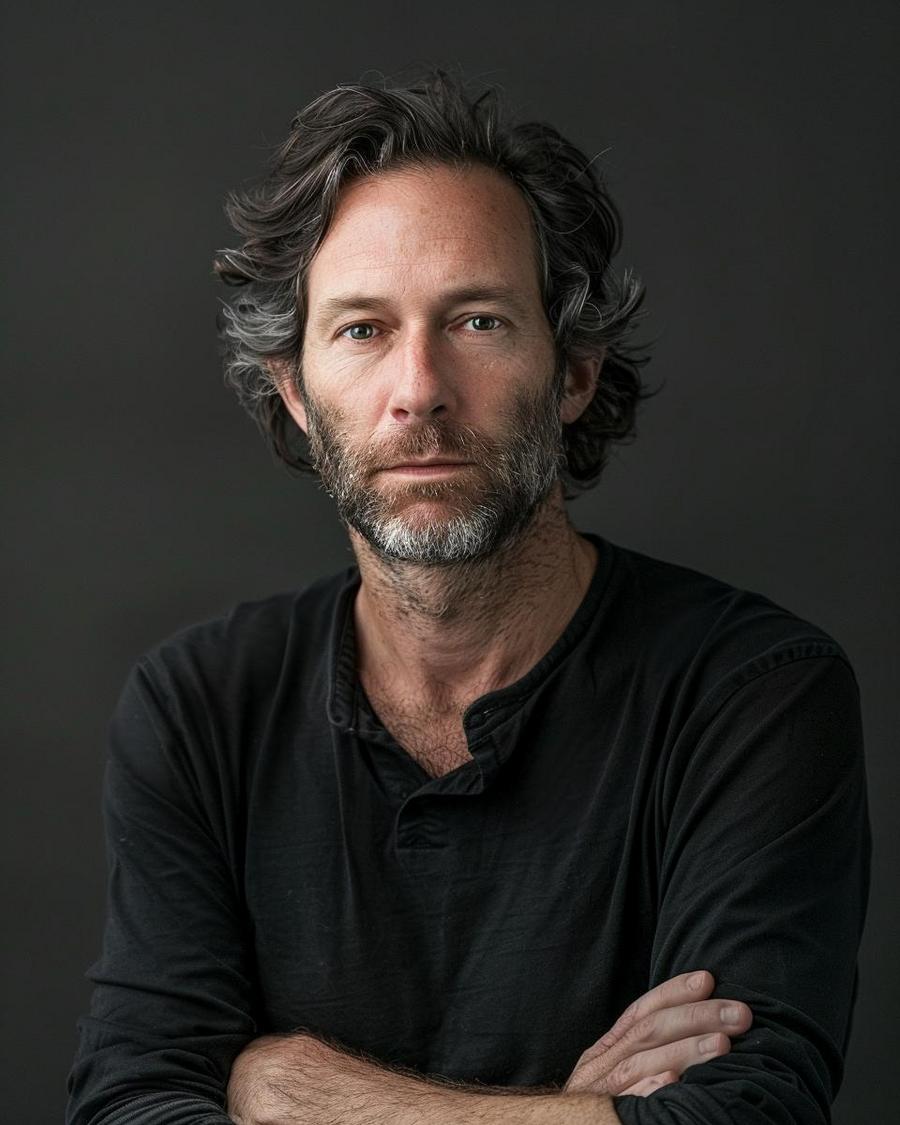 How Did James Perse Build His Fashion Empire? James Perse sitting in front of empire sign, illustrating james perse net worth growth.