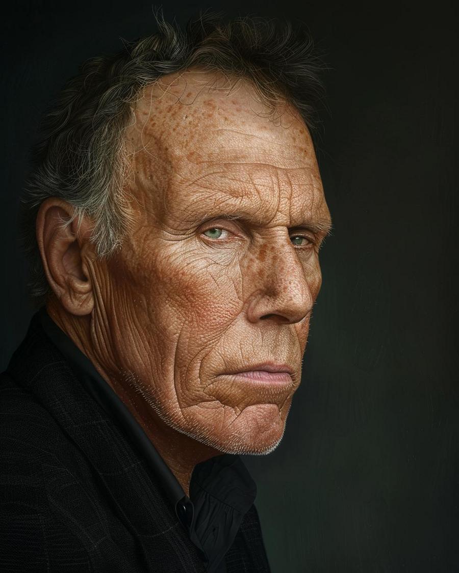 How Did Peter Weller Build His Career in Acting? Peter Weller posing with awards, showcasing his successful acting career contributing to net worth.