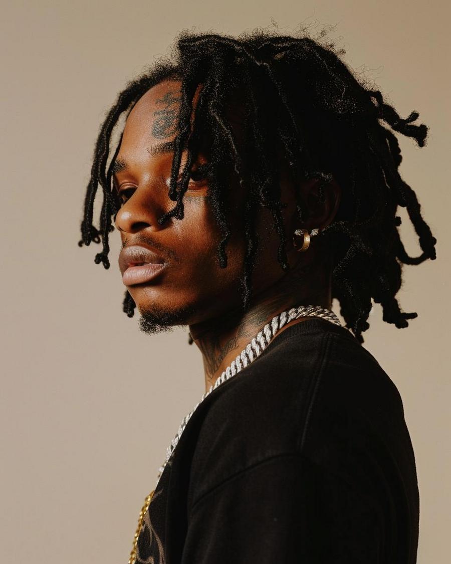 What Are Young Nudy's Most Lucrative Albums and Tours? Young Nudy posing with charts illustrating his most lucrative albums and tours for net worth.