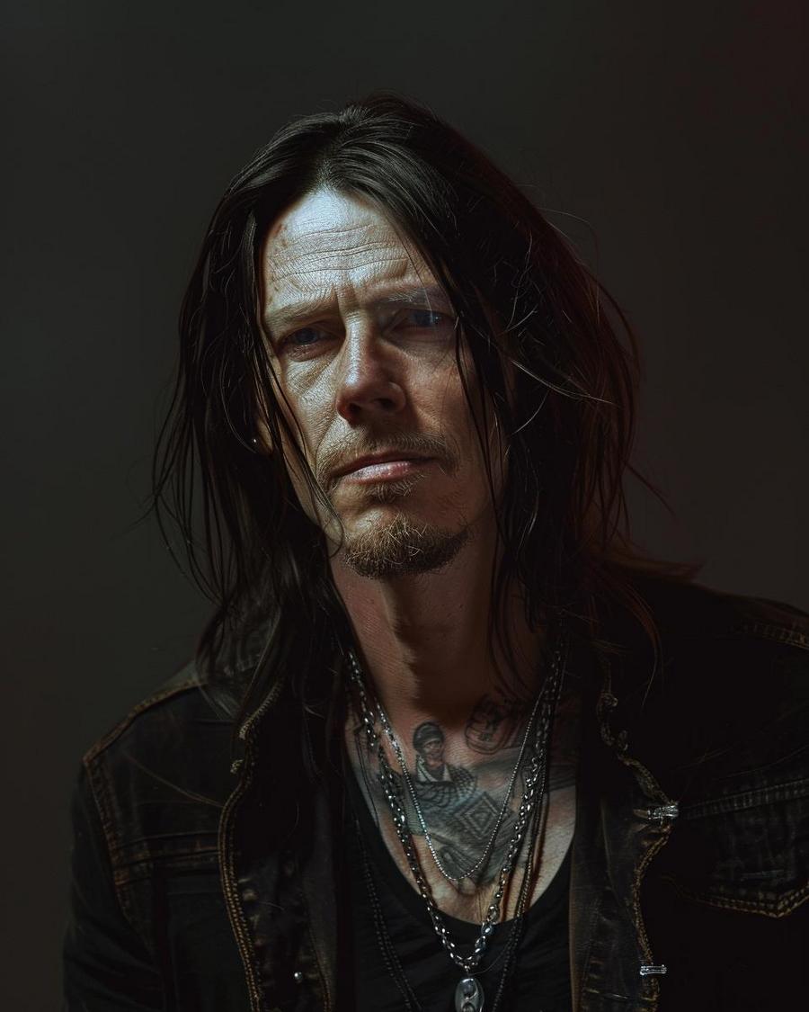 Myles Kennedy standing next to his net worth statistics chart, 2023 update.