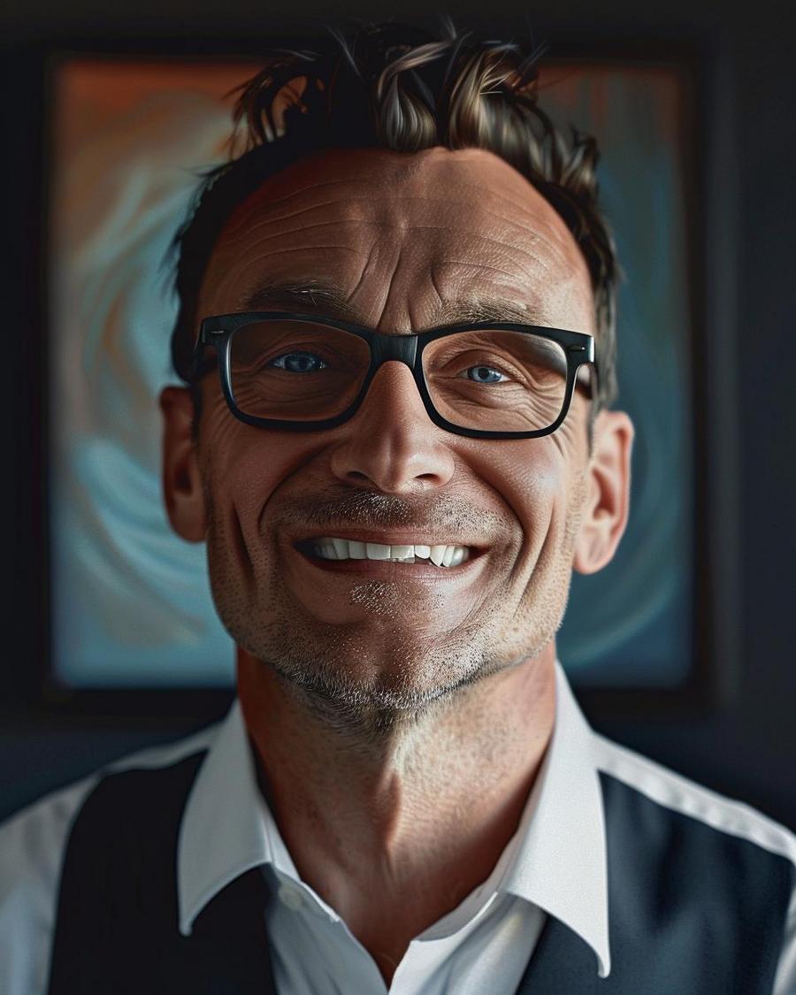 What is the estimated net worth of Chris Hodges in 2024? Chris Hodges smiling with text showing his estimated net worth in 2024.