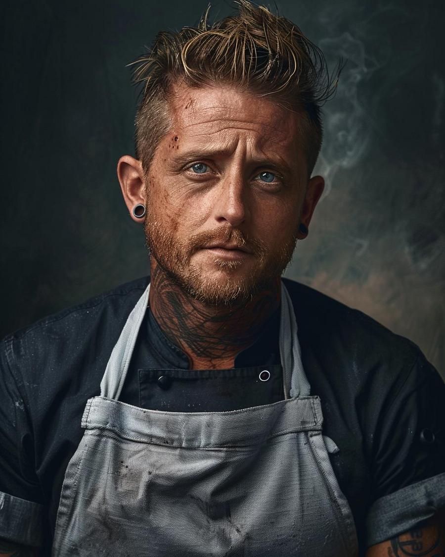 Bryan Voltaggio smiling in kitchen, discussing his net worth.